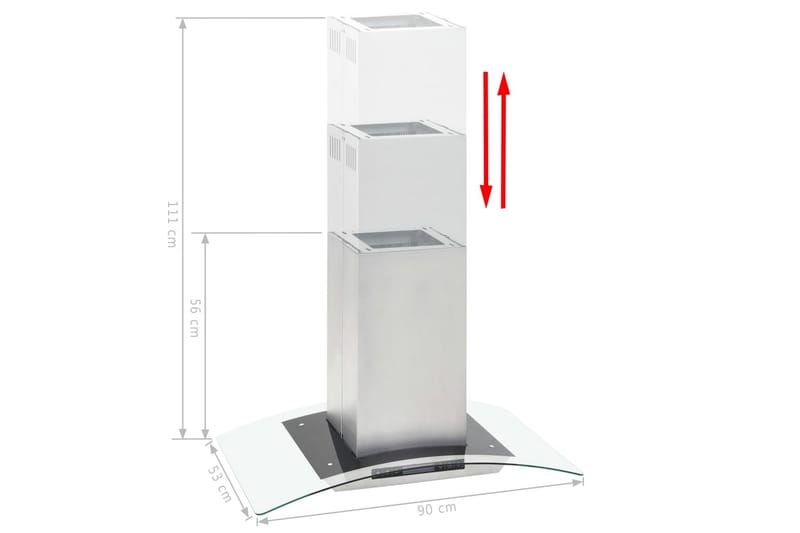 Kjøkkenvifte LCD berøringssensor 90 cm 756 m³/t LED - Husholdning - Hvitevarer - Kjøkkenvifte & komfyrvifte - Fritthengende kjøkkenvifte