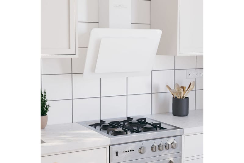 Vegghengt kjøkkenvifte 60 cm rustfritt stål og herdet glass - Hvit - Husholdning - Hvitevarer - Kjøkkenvifte & kjøkkenventilator - Veggmontert ventilator