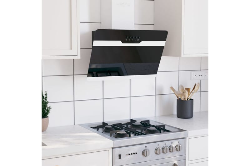 Vegghengt kjøkkenvifte 60 cm stål og herdet glass svart - Svart - Husholdning - Hvitevarer - Kjøkkenvifte & kjøkkenventilator - Veggmontert ventilator