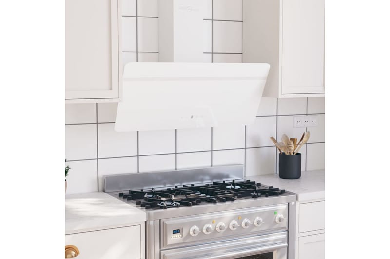 Vegghengt kjøkkenvifte 90 cm stål og herdet glass hvit - Hvit - Husholdning - Hvitevarer - Kjøkkenvifte & kjøkkenventilator - Veggmontert ventilator