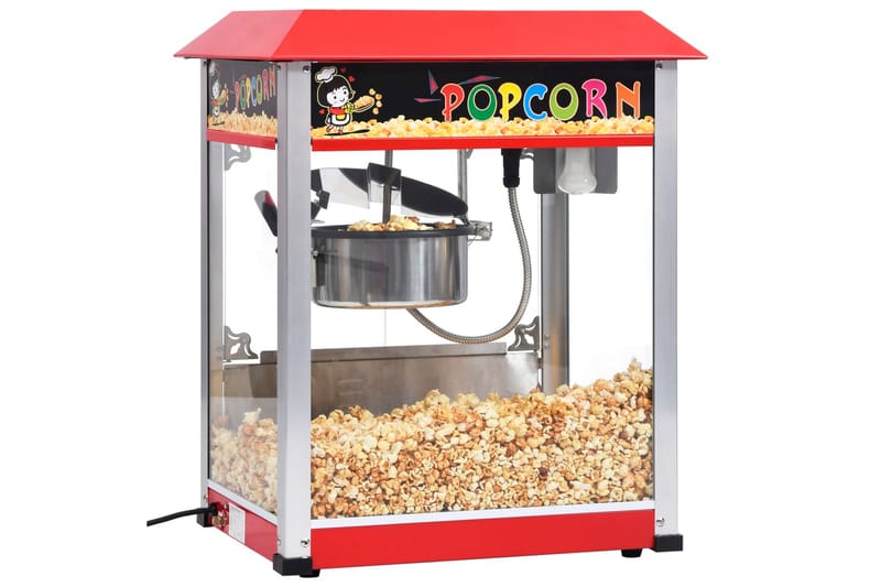 Popcornmaskin med teflonbelagt kjele 1400 W - Rød - Husholdning - Matlaging & Baking - Kjøkkenutstyr