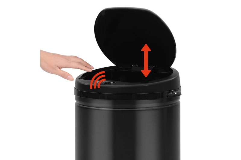 Automatisk søppelbøtte med sensor 50 L karbonstål svart - Husholdning - Rengjøring & klespleie - Kildesortering & avfallshåndtering - Søppelbøtte & papirkurv
