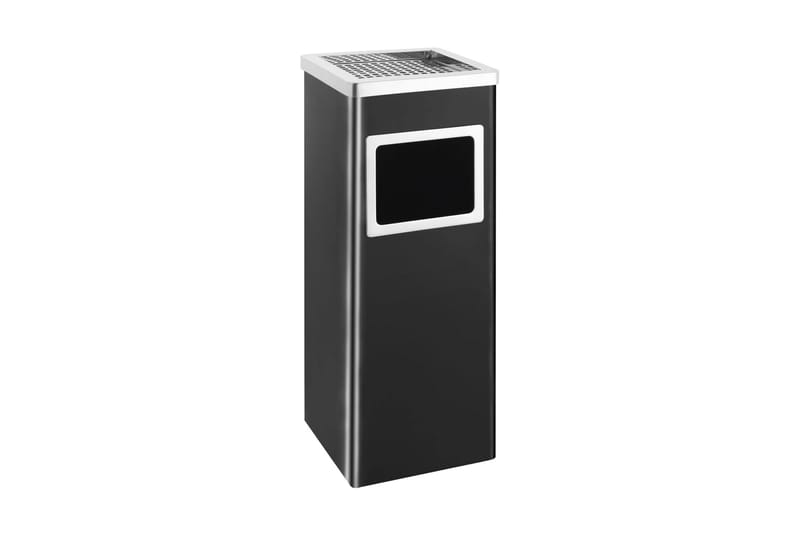 Søppelkasse med askebeger 36 L stål svart - Svart - Husholdning - Rengjøring & klespleie - Kildesortering & avfallshåndtering - Søppelbøtte & papirkurv