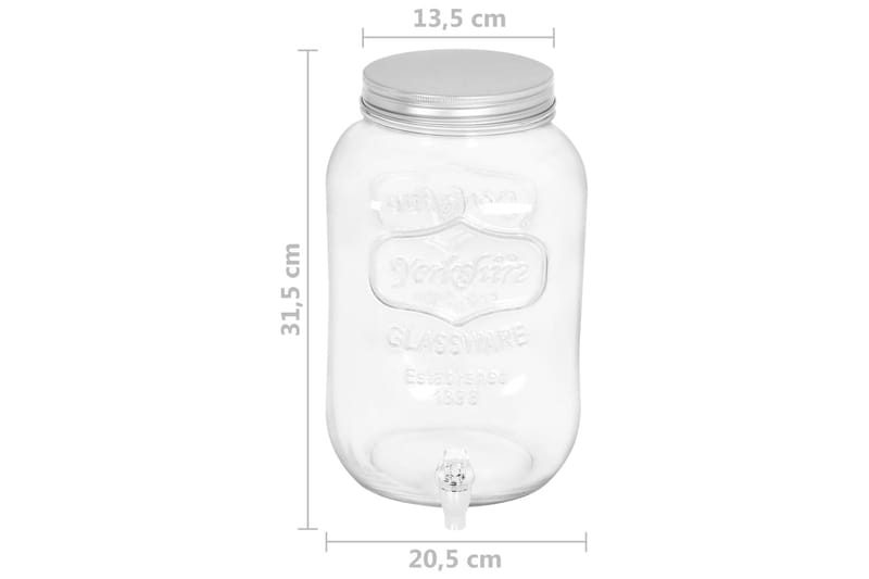 Drikkedispenser 8050 ml glass - Gjennomsiktig - Husholdning - Servering & borddekking - Karaffel, mugge & kanne