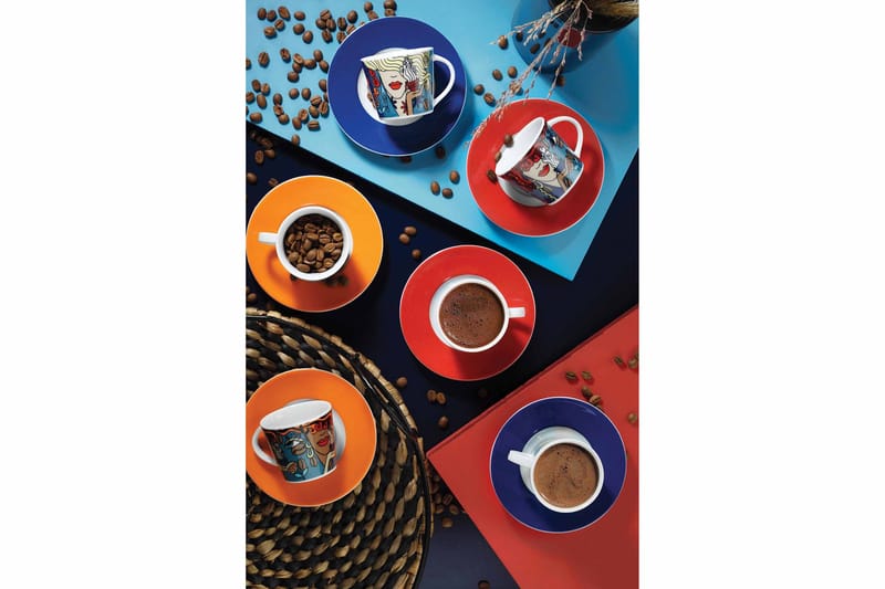 Kaffeservice 12-pk - Flerfarget - Husholdning - Servering & borddekking - Mugger & kopper - Kaffekopp & kaffekrus