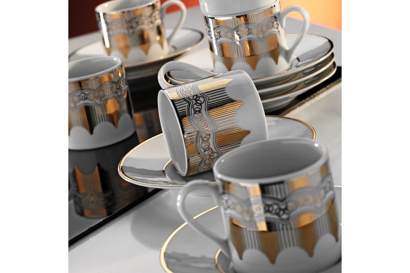 Kaffeservise 12-pk - Hvit/Gull - Husholdning - Servering & borddekking - Mugger & kopper