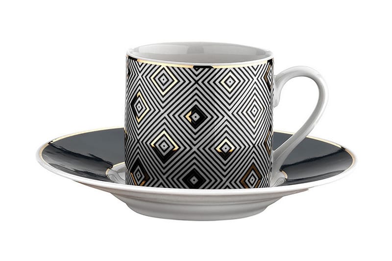 Kaffesett 12- pk - Hvit / Svart - Husholdning - Servering & borddekking - Mugger & kopper - Kaffekopp & kaffekrus