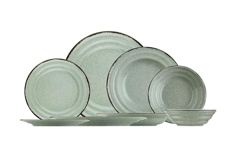 Adine Tallerkensett 24 Deler - Porselen/Grønn - Husholdning - Servering & borddekking - Porselen