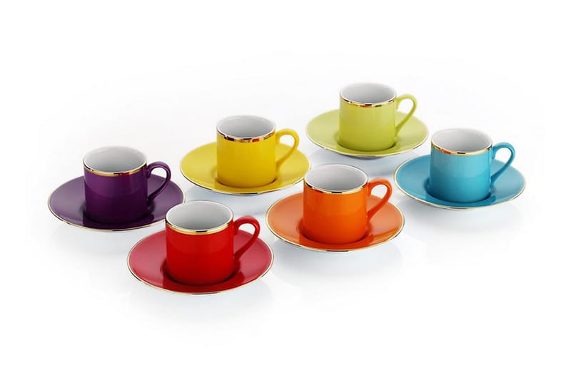 Kütahya Kaffekoppsett 12 Deler - Porselen/Flerfarget - Husholdning - Servering & borddekking - Porselen