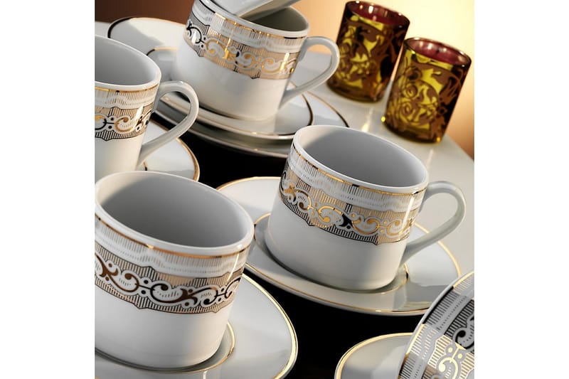 Kütahya Kaffekoppsett 12 Deler - Porselen/Hvit - Husholdning - Servering & borddekking - Porselen
