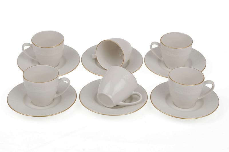 Kütahya Kaffeservise 12 Deler Porselen - Creme - Husholdning - Servering & borddekking - Porselen