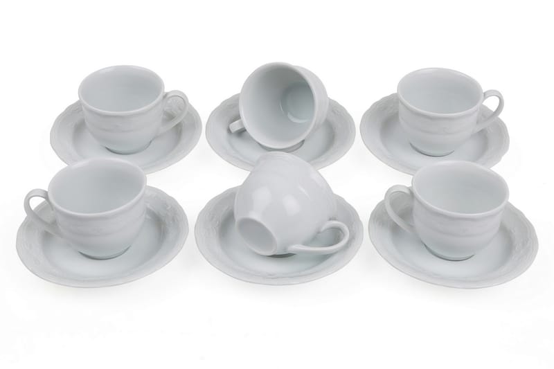 Kütahya Kaffeservise 12 Deler Porselen - Hvit - Husholdning - Servering & borddekking - Mugger & kopper - Kaffekopp & kaffekrus
