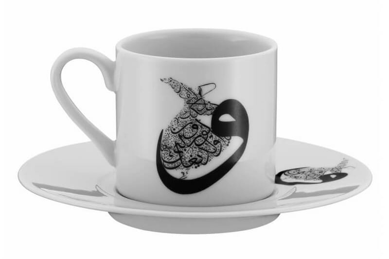 Kütahya Kaffeservise 12 Deler Porselen - Hvit/Svart - Husholdning - Servering & borddekking - Porselen
