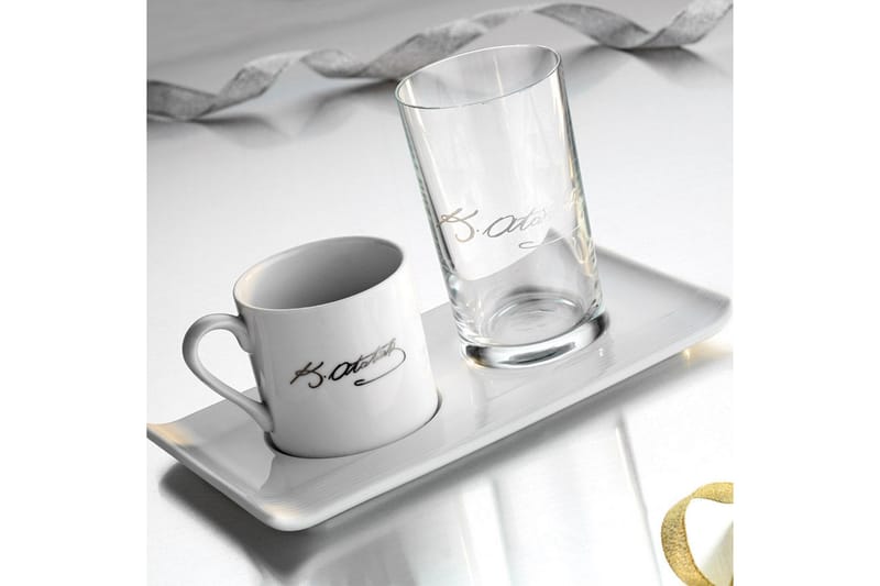 Kütahya Kaffeservise 3 Deler Porselen - Hvit/Svart - Husholdning - Servering & borddekking - Mugger & kopper - Kaffekopp & kaffekrus