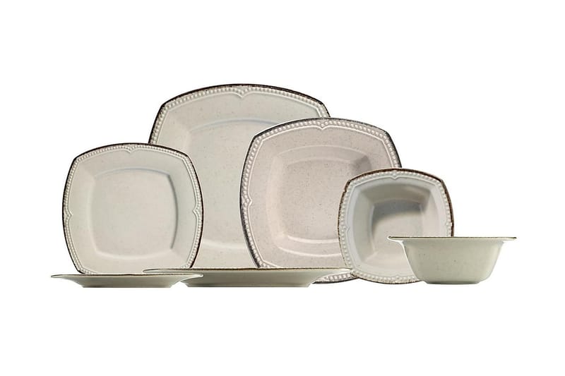 Kütahya Tallerkensett 24 Deler - Porselen/Brun - Husholdning - Servering & borddekking - Porselen