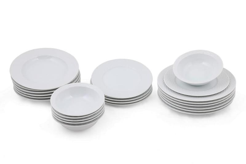 Kütahya Tallerkensett 24 Deler - Porselen/Hvit - Husholdning - Servering & borddekking - Porselen