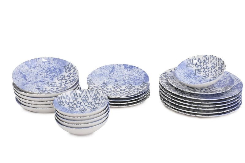 Subatan Tallerkensett 24 deler - Porselen / Blå - Husholdning - Servering & borddekking - Porselen
