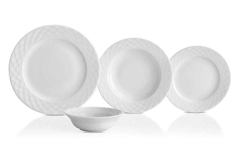 Subatan Tallerkensett 24 deler - Porselen / Hvit - Husholdning - Servering & borddekking - Porselen