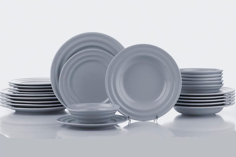 Tallerkensett 24-pk - Grå - Husholdning - Servering & borddekking - Porselen