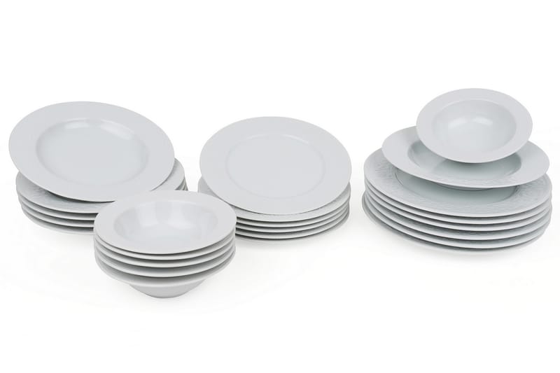 Adine Middagsservise 24 Deler Porselen - Hvit - Husholdning - Servering & borddekking - Tallerkener