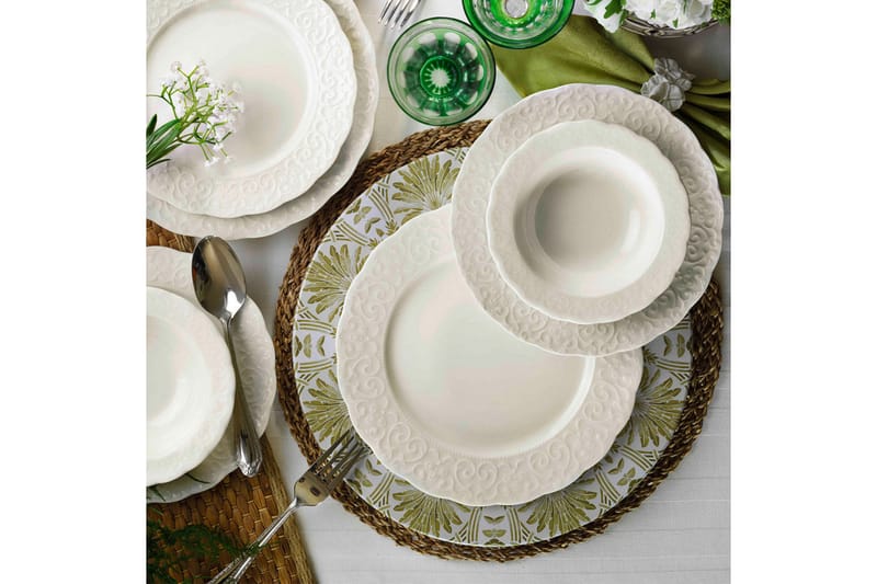 Adine Middagsservise 24 Deler Porselen - Hvit - Husholdning - Servering & borddekking - Porselen