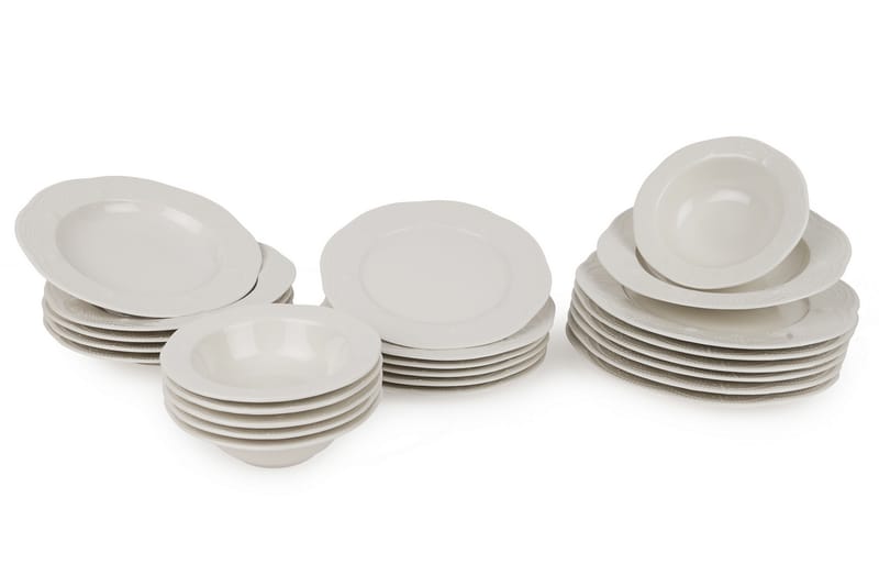 Kütahya Middagsservise 24 Deler Porselen - Creme - Husholdning - Servering & borddekking - Porselen