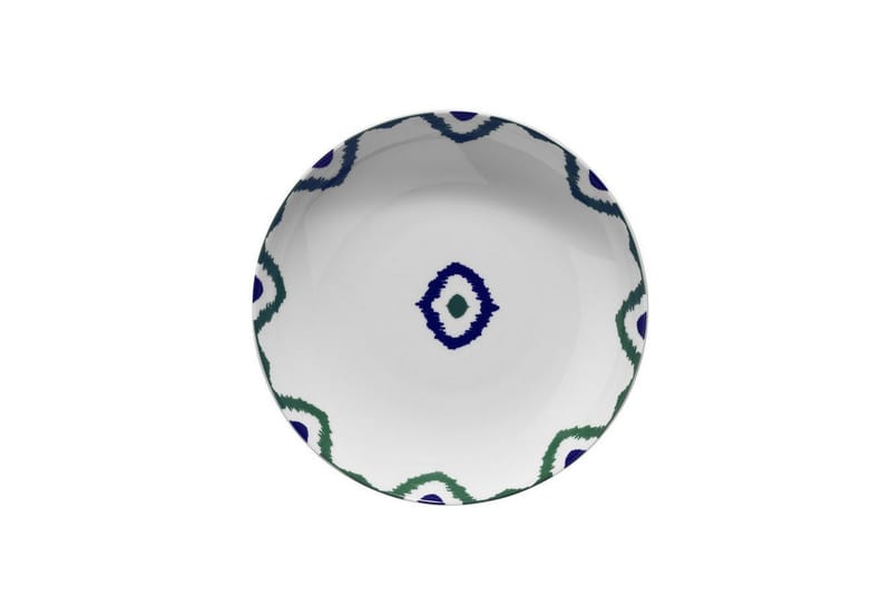 Kütahya Middagsservise 24 Deler Porselen - Hvit/Grønn/Blå - Husholdning - Servering & borddekking - Tallerkener