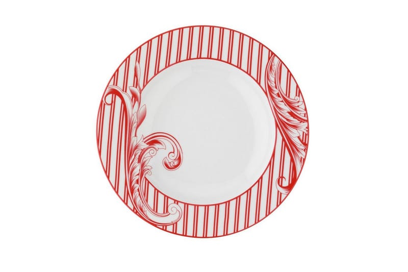 Kütahya Middagsservise 24 Deler Porselen - Hvit/Rød - Husholdning - Servering & borddekking - Tallerkener