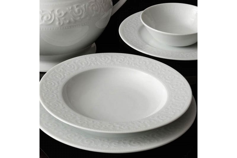 Kütahya Middagsservise 53 Deler Porselen - Hvit - Husholdning - Servering & borddekking - Tallerkener