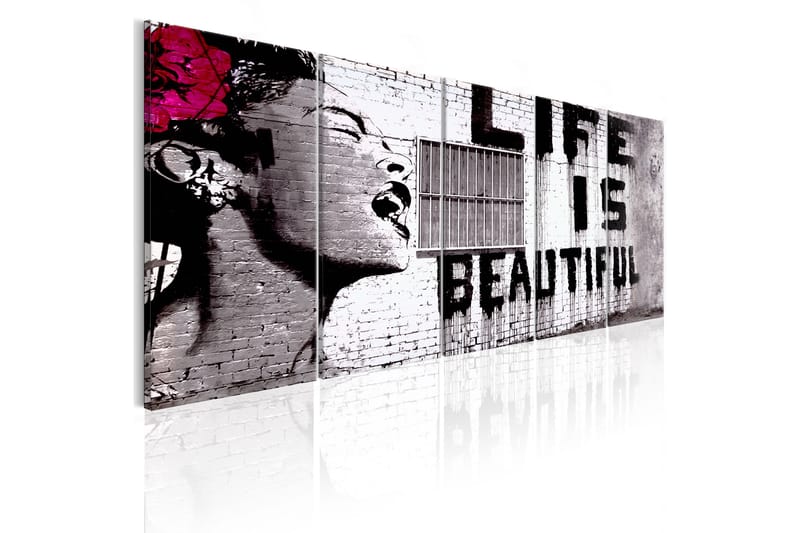 Bilde Banksy Life Is Beautiful 225x90 - Artgeist sp. z o. o. - Innredning - Bilder & kunst - Lerretsbilder