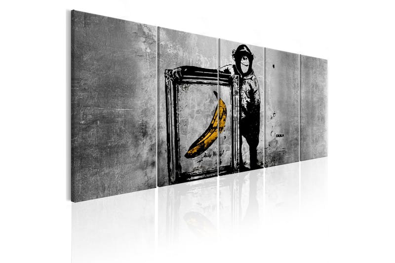 Bilde Banksy Monkey With Frame 225x90 - Artgeist sp. z o. o. - Innredning - Bilder & kunst - Lerretsbilder