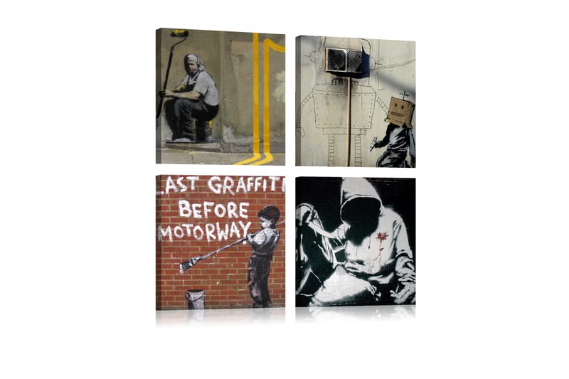 Bilde Banksy Street Art 40x40 - Artgeist sp. z o. o. - Innredning - Bilder & kunst - Lerretsbilder