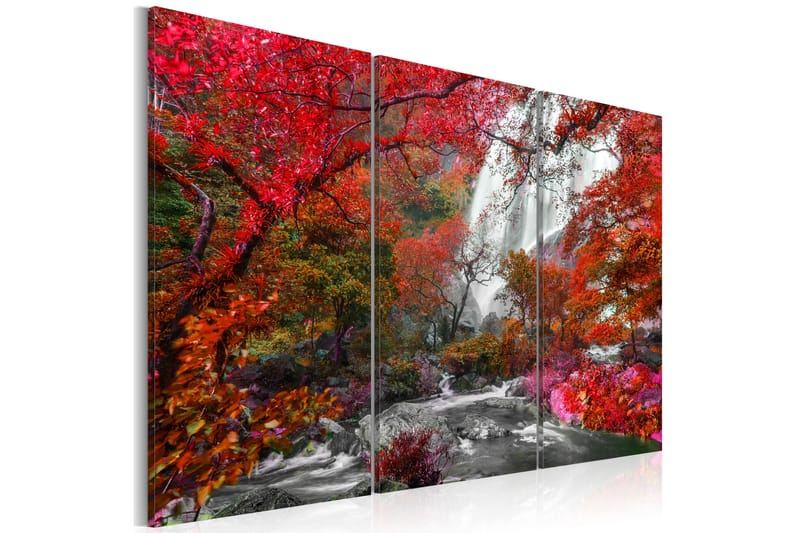 Bilde Beautiful Waterfall Autumnal Forest 90x60 - Artgeist sp. z o. o. - Innredning - Bilder & kunst - Lerretsbilder