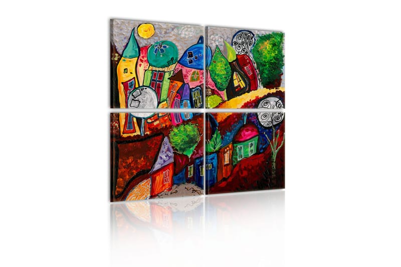 Bilde Colorful city 90x90 - Artgeist sp. z o. o. - Innredning - Bilder & kunst - Lerretsbilder
