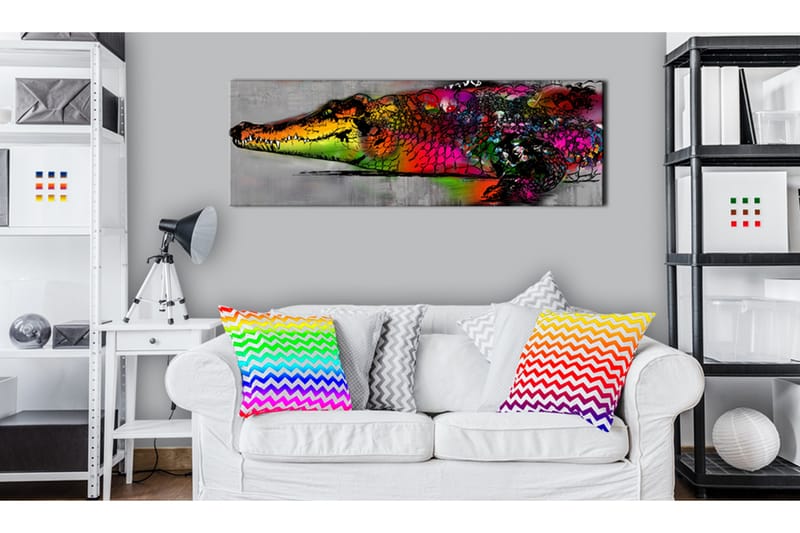 Bilde Colourful Alligator 150x50 - Artgeist sp. z o. o. - Innredning - Bilder & kunst - Lerretsbilder