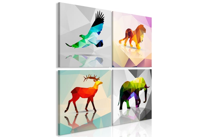 Bilde Colourful Animals 4 Parts 60x60 - Artgeist sp. z o. o. - Innredning - Bilder & kunst - Lerretsbilder