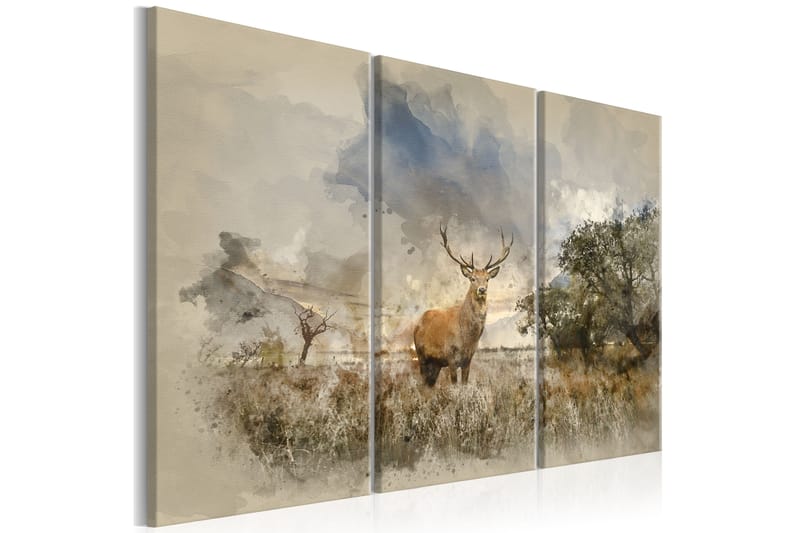 Bilde Deer In The Field 120x80 - Finnes i flere størrelser - Innredning - Bilder & kunst - Lerretsbilder