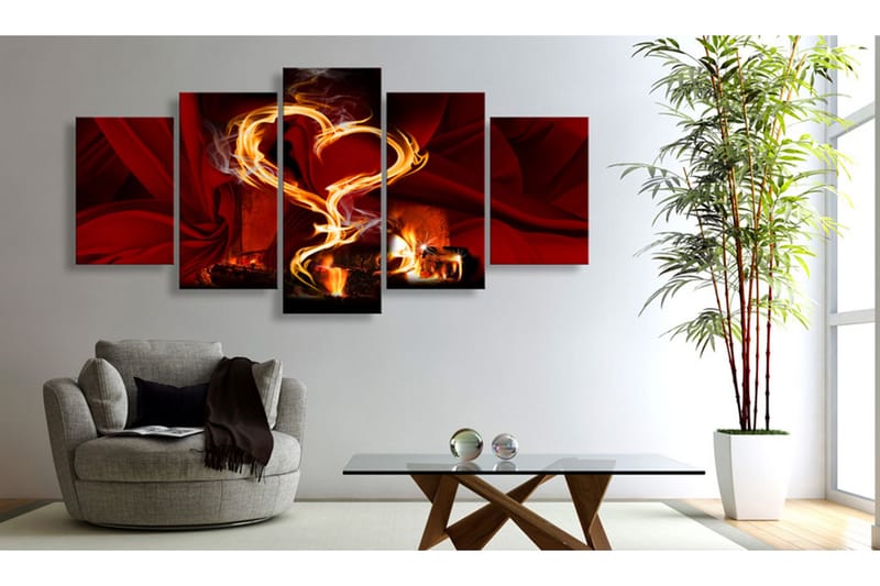 Bilde Flames Of Love Heart 200x100 - Artgeist sp. z o. o. - Innredning - Bilder & kunst - Lerretsbilder