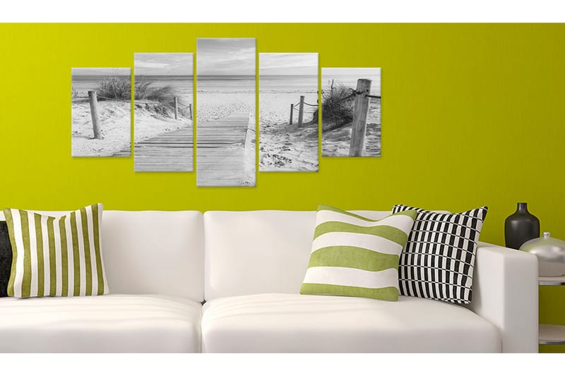 Bilde Morning On The Beach Black And White 200x100 - Artgeist sp. z o. o. - Innredning - Bilder & kunst - Lerretsbilder