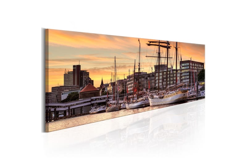 Bilde Port In Hamburg 120x40 - Artgeist sp. z o. o. - Innredning - Bilder & kunst - Lerretsbilder