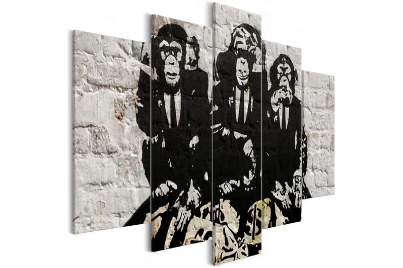 Bilde Rich Monkeys 5 Parts Wide 100x50 - Artgeist sp. z o. o. - Innredning - Bilder & kunst