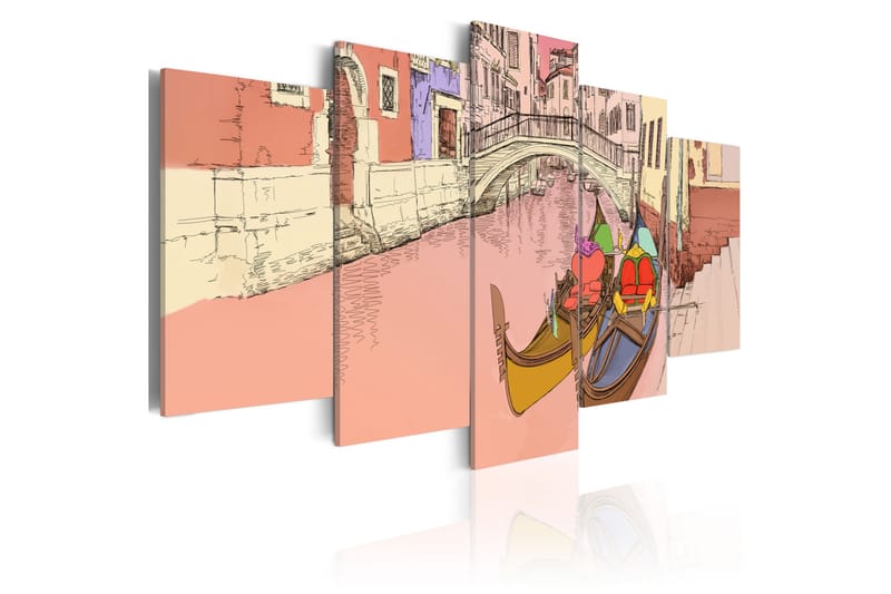 Bilde Romantic Gondolas 5 Pieces 200x100 - Artgeist sp. z o. o. - Innredning - Bilder & kunst - Lerretsbilder