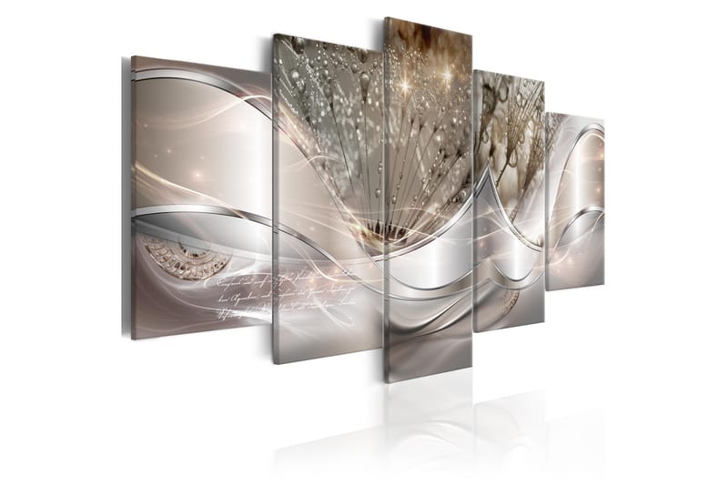 Bilde Sparkling Dandelions 5 Parts Beige Wide 100x50 - Artgeist sp. z o. o. - Innredning - Bilder & kunst - Lerretsbilder