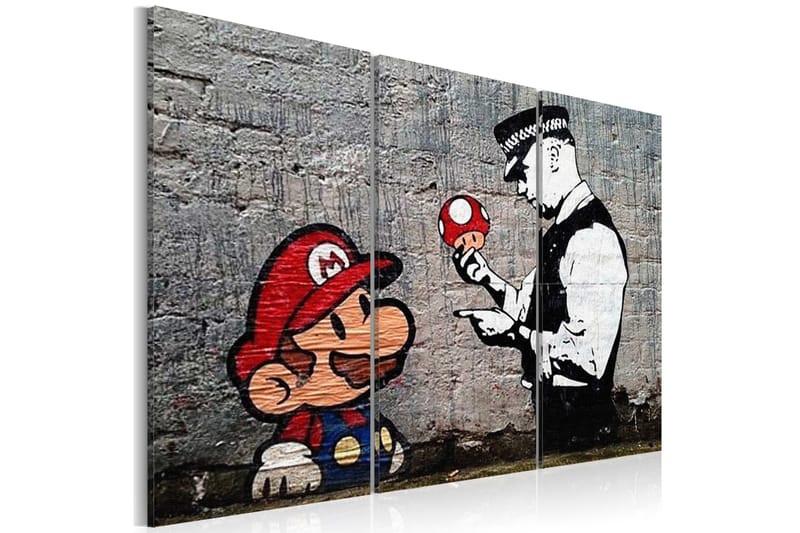Bilde Super Mario Mushroom Cop By Banksy 90x60 - Artgeist sp. z o. o. - Innredning - Bilder & kunst - Lerretsbilder