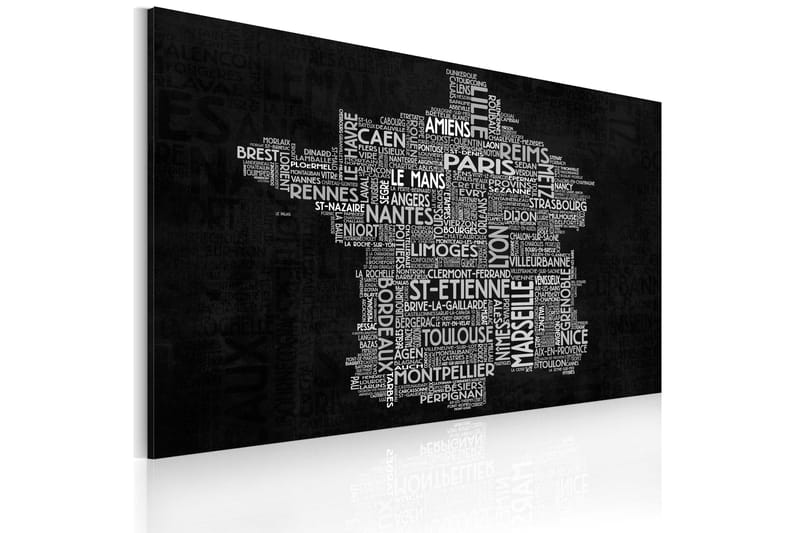 Bilde Text Map Of France On The Blackboard 60x40 - Artgeist sp. z o. o. - Innredning - Bilder & kunst - Lerretsbilder