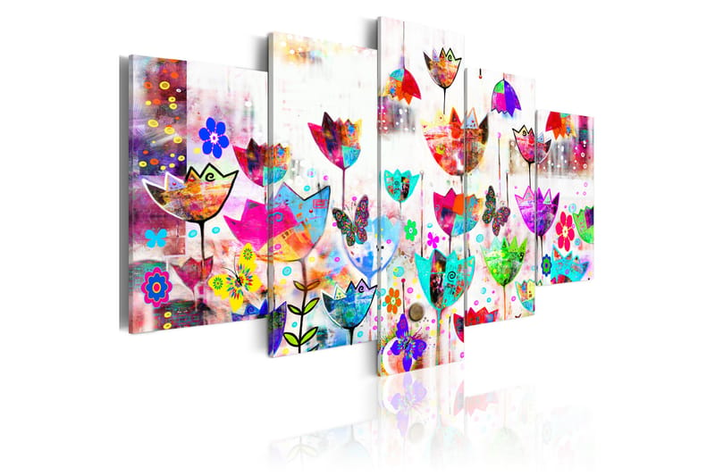 Bilde Tulips In The Rain 100x50 - Artgeist sp. z o. o. - Innredning - Bilder & kunst - Lerretsbilder