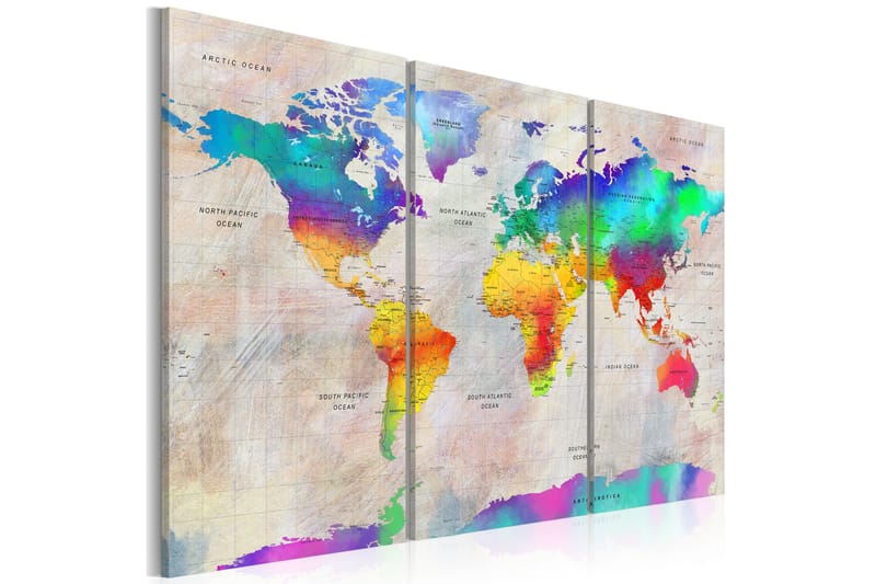 Bilde World Map Rainbow Gradient 90x60 - Artgeist sp. z o. o. - Innredning - Bilder & kunst - Lerretsbilder