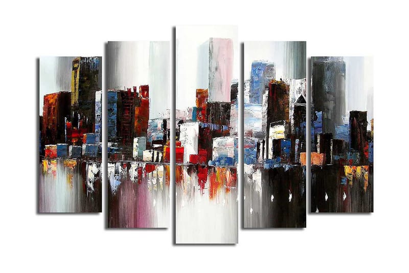 Canvasbilde 5-pk flerfarget - 11x96 cm - Innredning - Bilder & kunst - Lerretsbilder