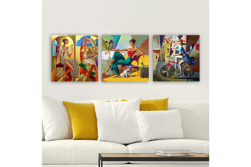Decorative Canvas Painting (3 Pieces) 30x30 - Innredning - Bilder & kunst
