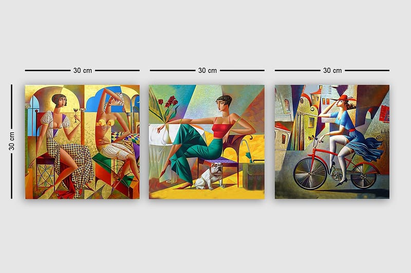 Decorative Canvas Painting (3 Pieces) 30x30 - Innredning - Bilder & kunst - Lerretsbilder